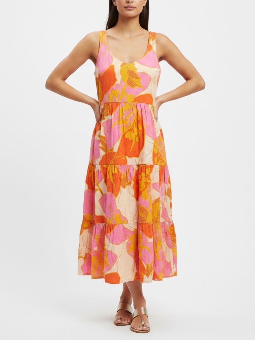 Mister Zimi Pink & Orange Floral Maxi Dress - size 4 US